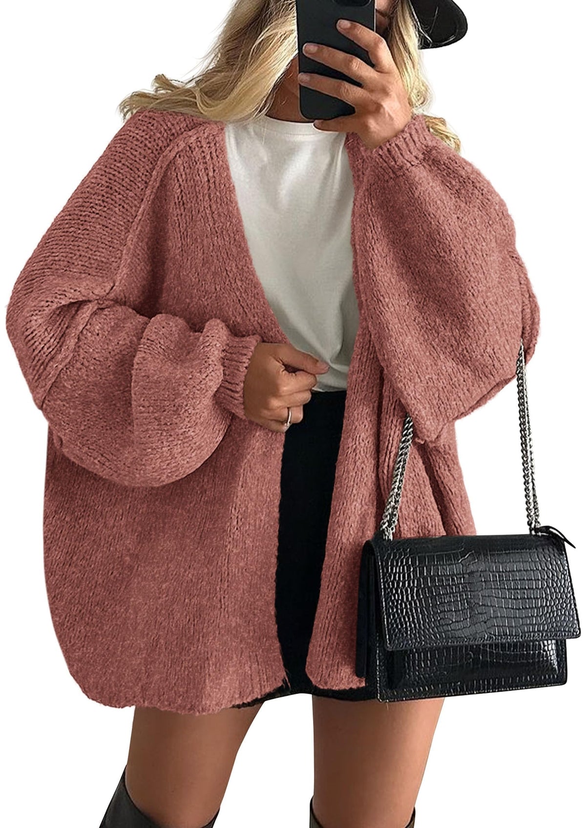 Luvella Womens Open Front Oversized Cardigan Sweaters