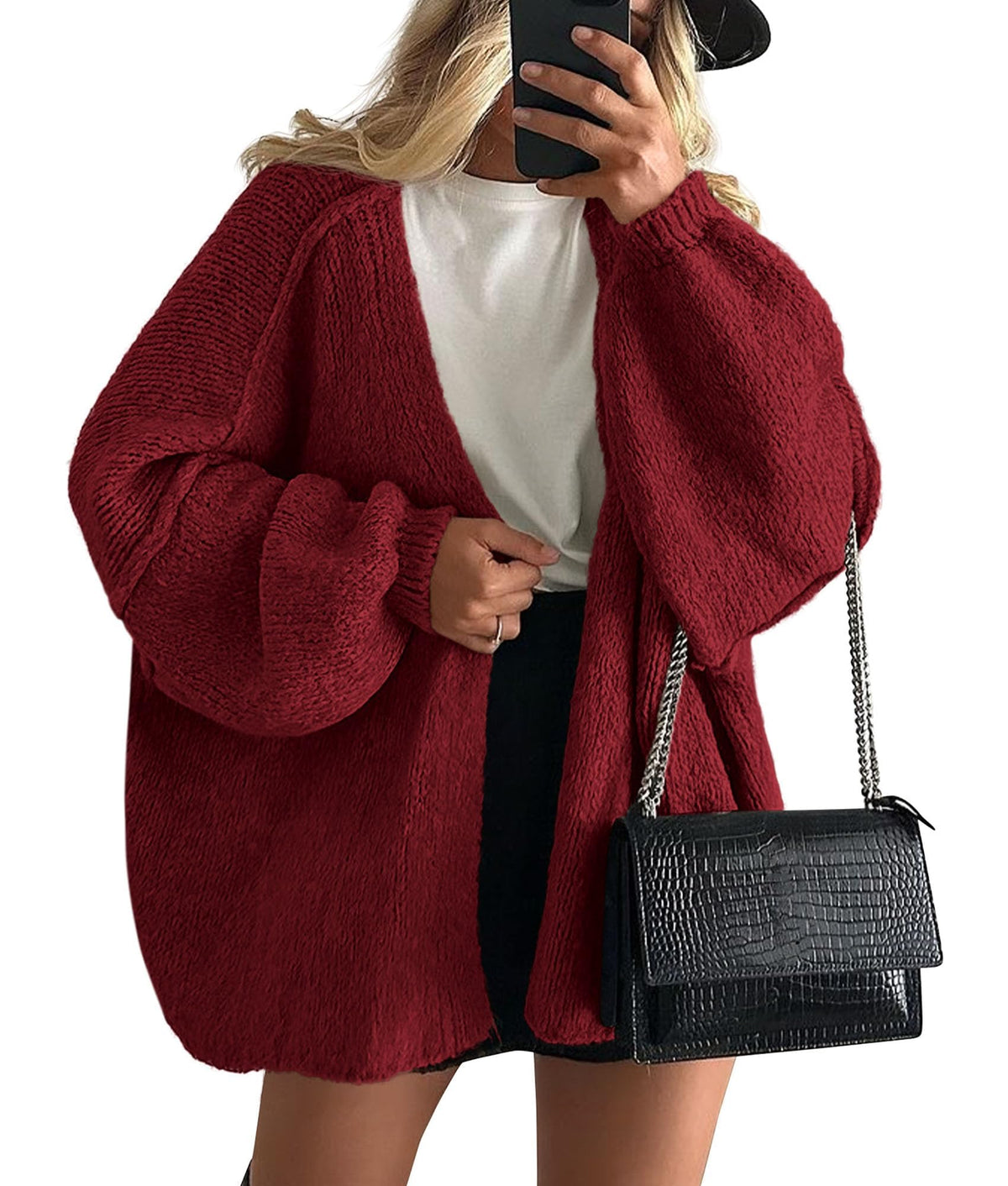 Luvella Womens Open Front Oversized Cardigan Sweaters