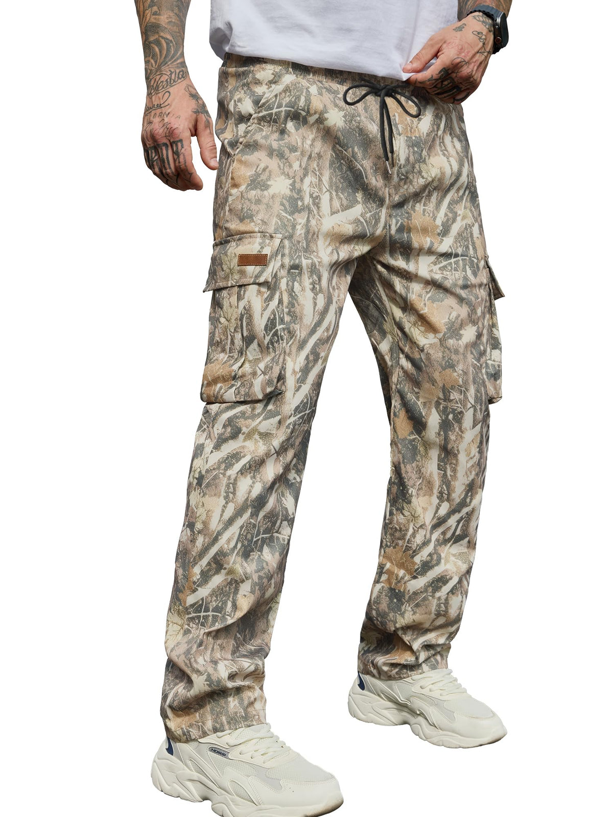 Luvella Mens Casual Cargo Pants Workout Hiking Sweatpants with Multi Pockets