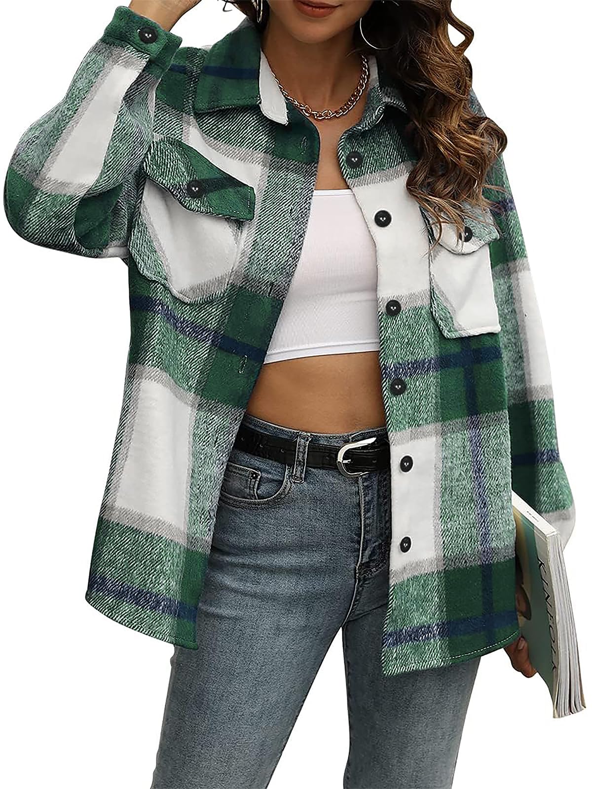 Luvella Shackets for Women Plaid Flannel Shirts