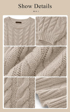 Luvella Womens Sweaters Fall Cable Knit Pullover Oversized Sweater