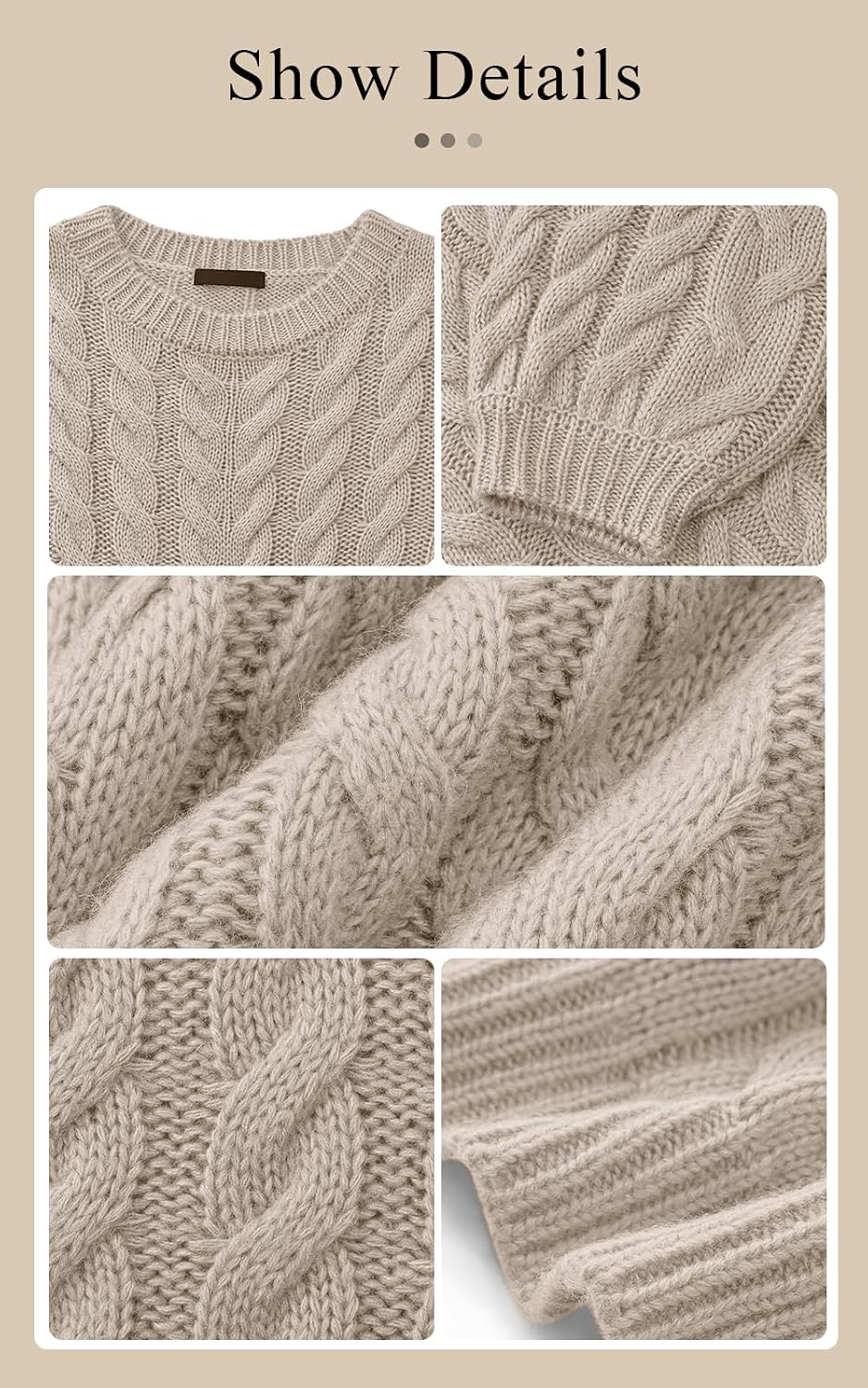 Luvella Womens Sweaters Fall Cable Knit Pullover Oversized Sweater
