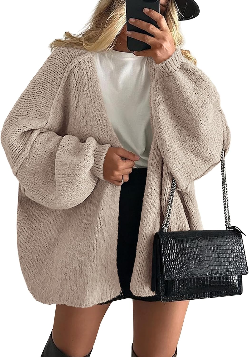 Luvella Womens Open Front Oversized Cardigan Sweaters