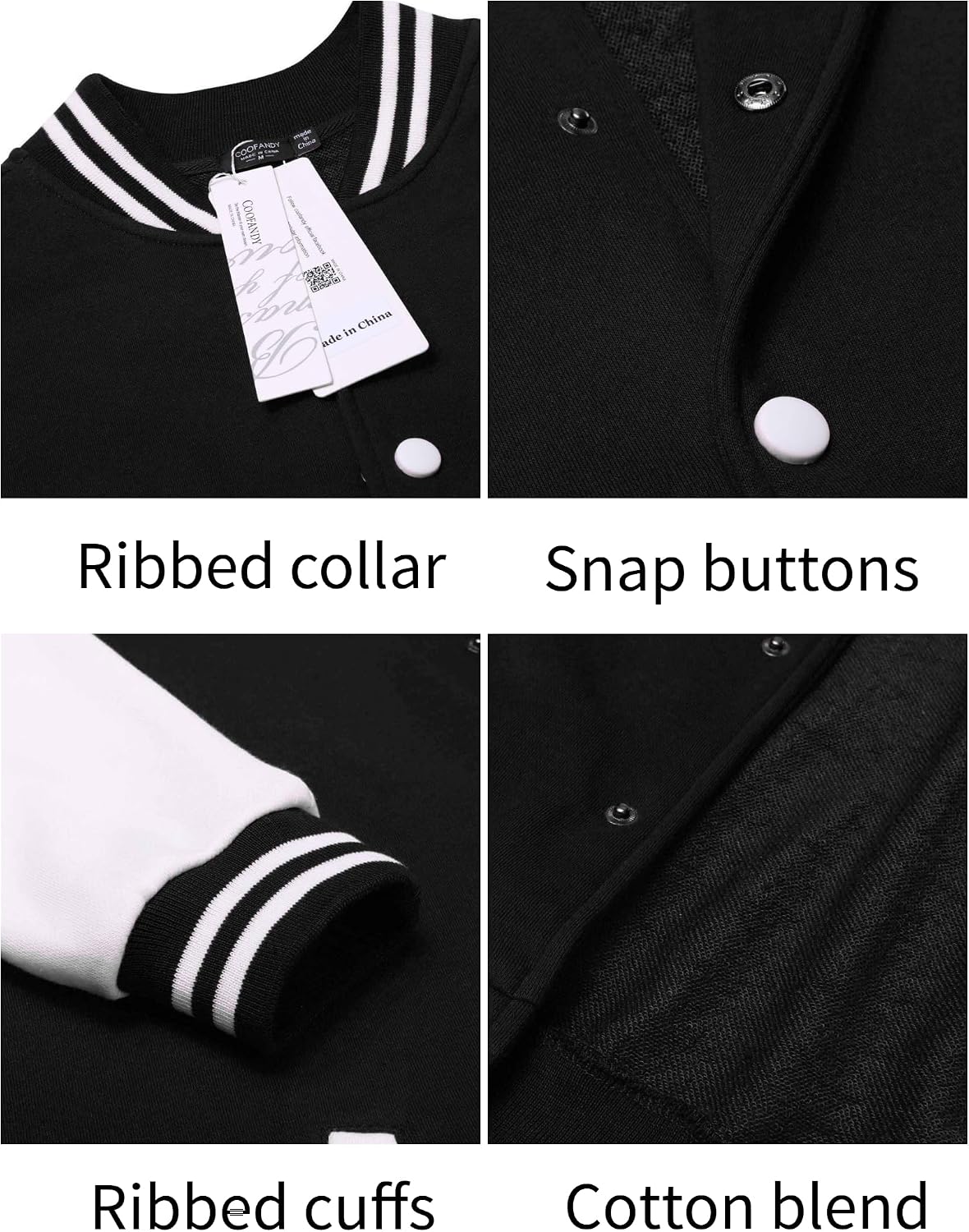Luvella Men's Fashion Varsity Jacket Causal Slim Fit Cotton Letterman Baseball Bomber Jackets