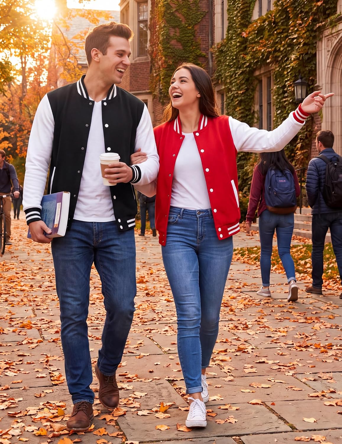 Luvella Men's Fashion Varsity Jacket Causal Slim Fit Cotton Letterman Baseball Bomber Jackets