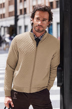 Luvella Mens Zip Up Sweatshirt Mock Neck Quilted Jacket Casual Lightweight Sweater Jackets with Pocket