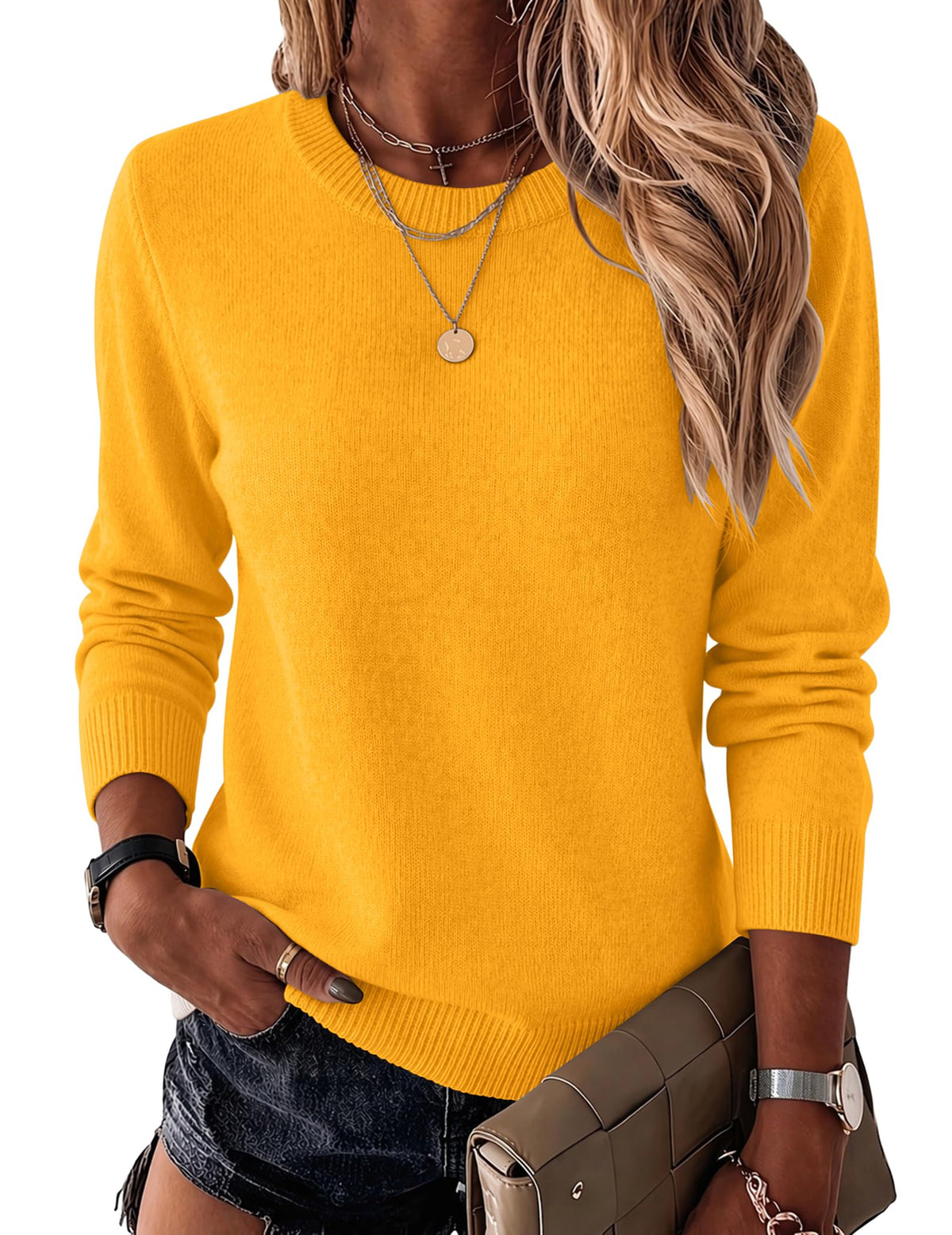 Luvella Womens Wool Blend Sweater Crewneck Long Sleeve Tops Fashion Clothing