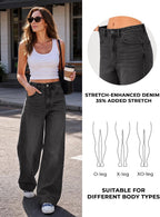 Luvella Women 2026 Wide Leg Jeans High Waist Stretchy Baggy Denim Pants