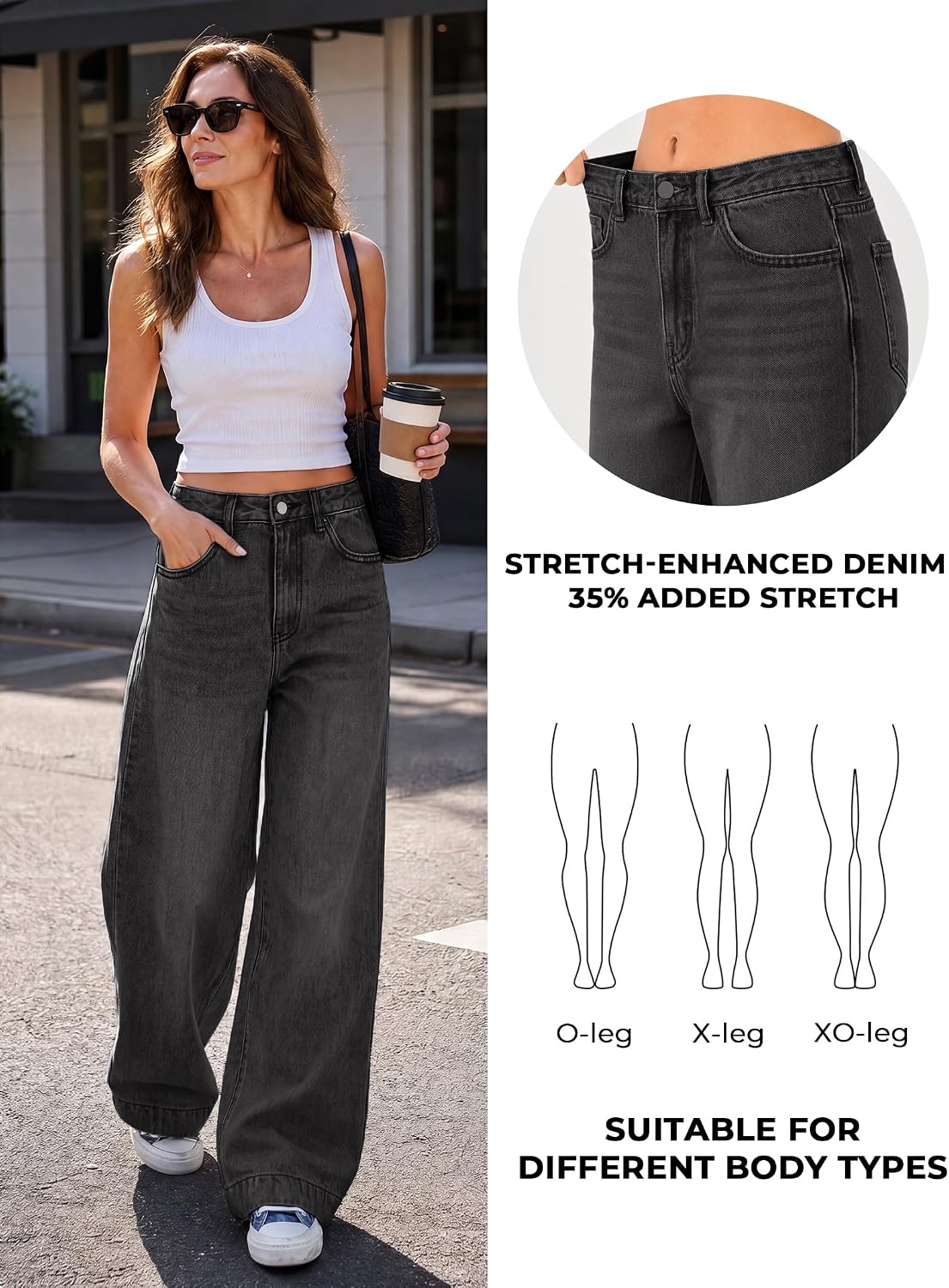 Luvella Women 2026 Wide Leg Jeans High Waist Stretchy Baggy Denim Pants