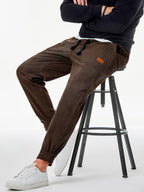 Luvella Mens Corduroy Drawstring Sweatpants Casual Joggers Relaxed Fit Pants