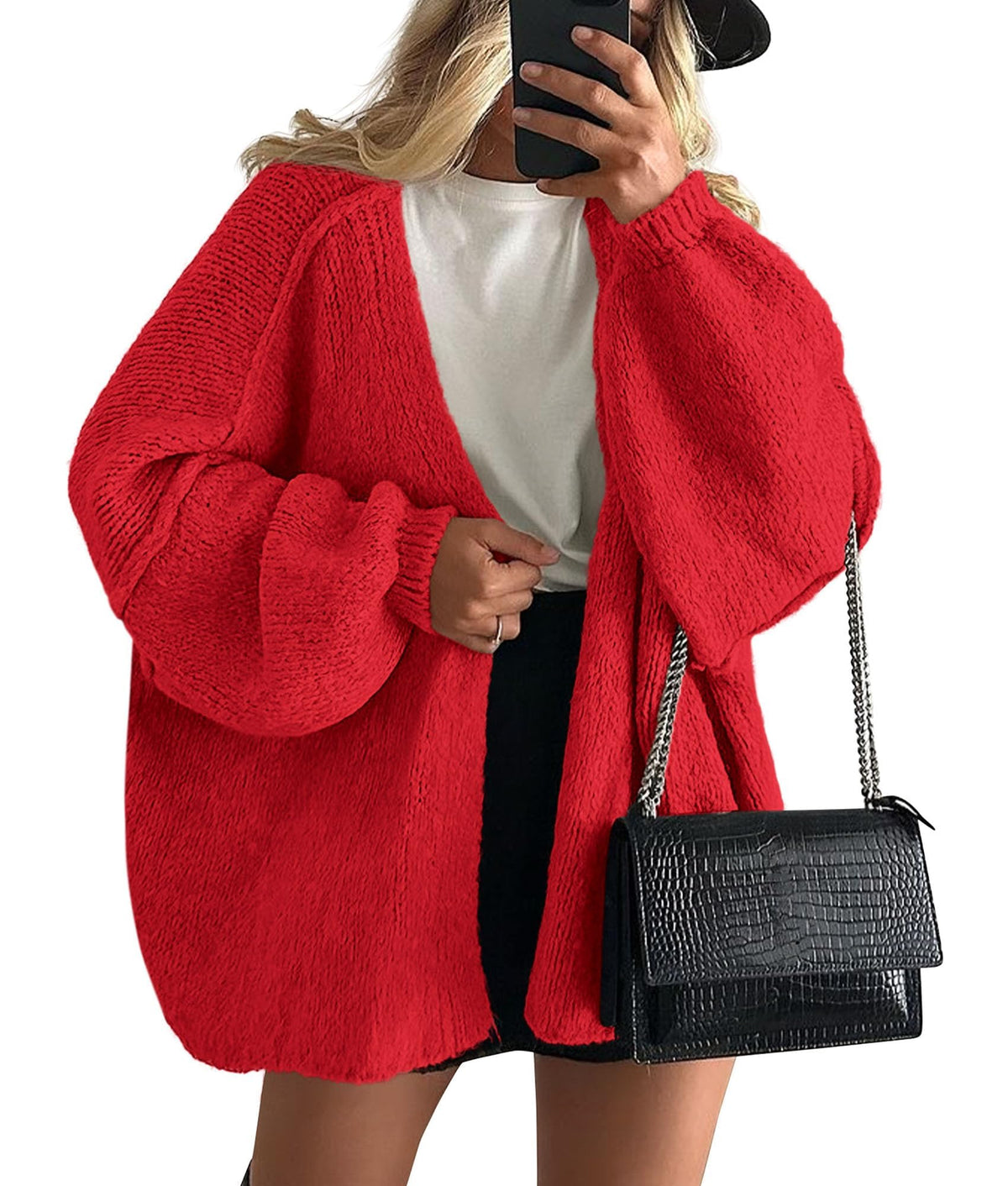 Luvella Womens Open Front Oversized Cardigan Sweaters