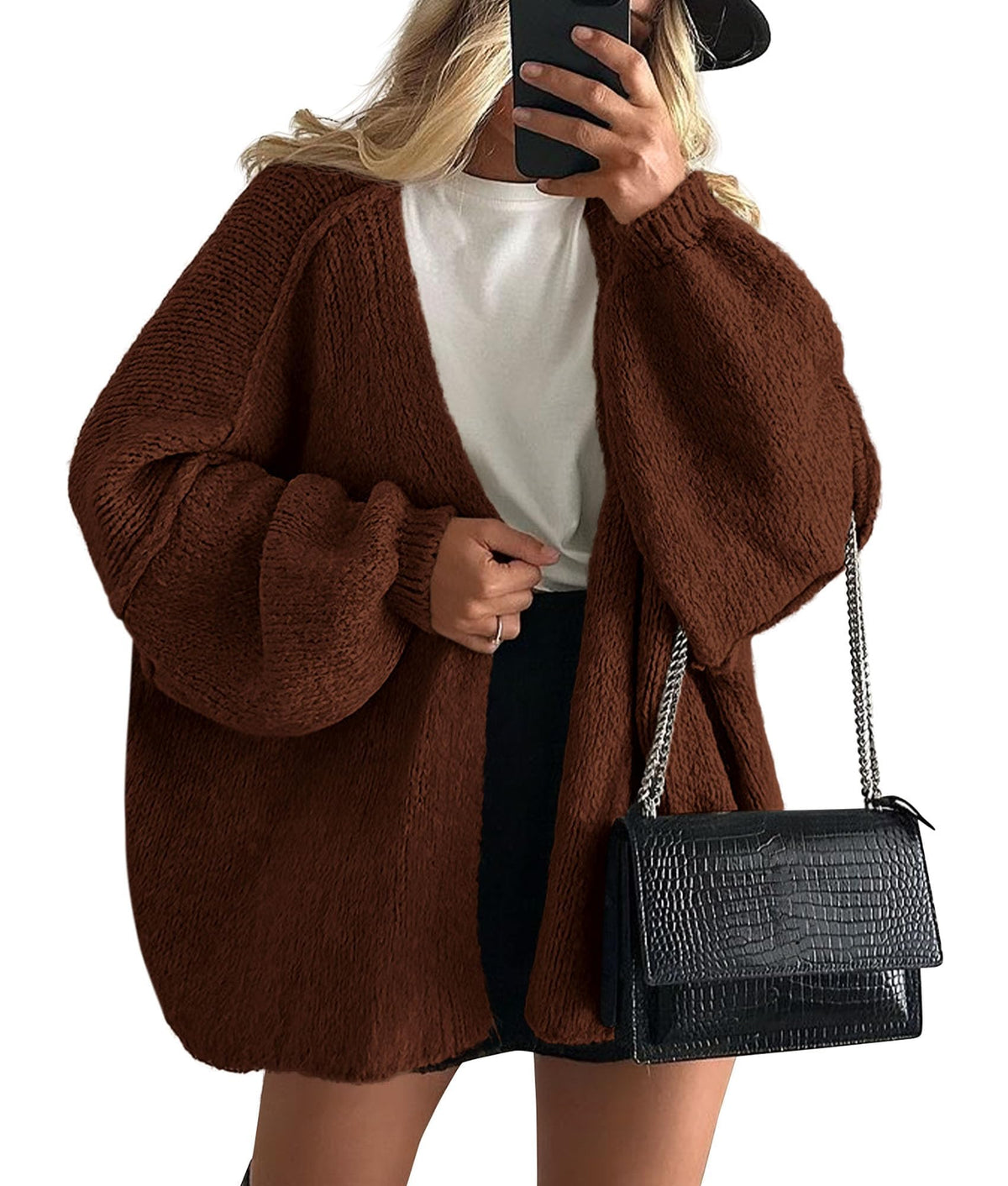 Luvella Womens Open Front Oversized Cardigan Sweaters