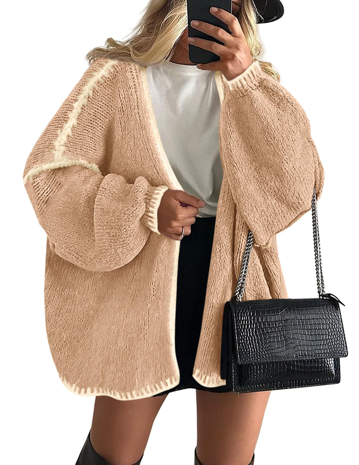 Luvella Womens Open Front Oversized Cardigan Sweaters