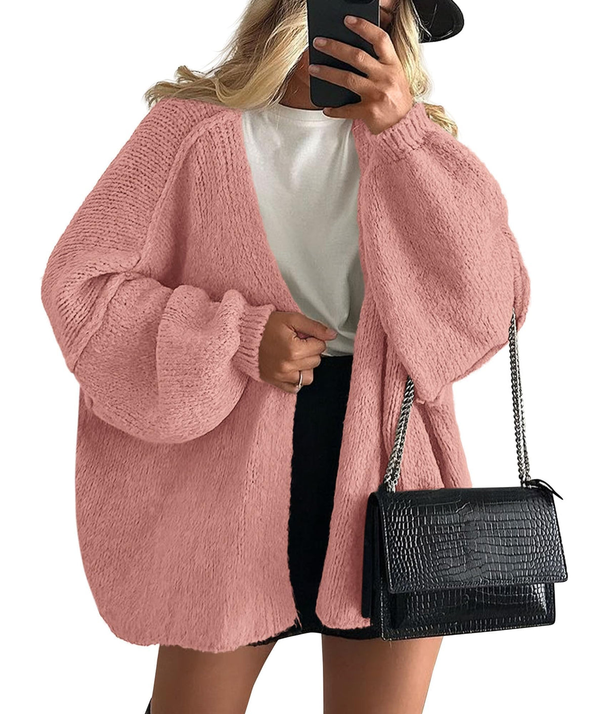Luvella Womens Open Front Oversized Cardigan Sweaters