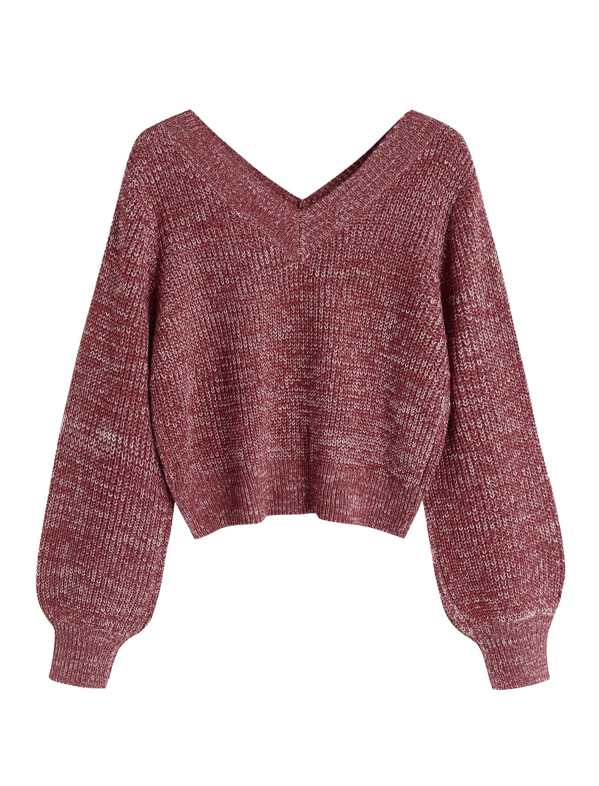 Luvella Women's Cropped Sweater V-Neck Long Sleeve Pullover Jumper Knit Top