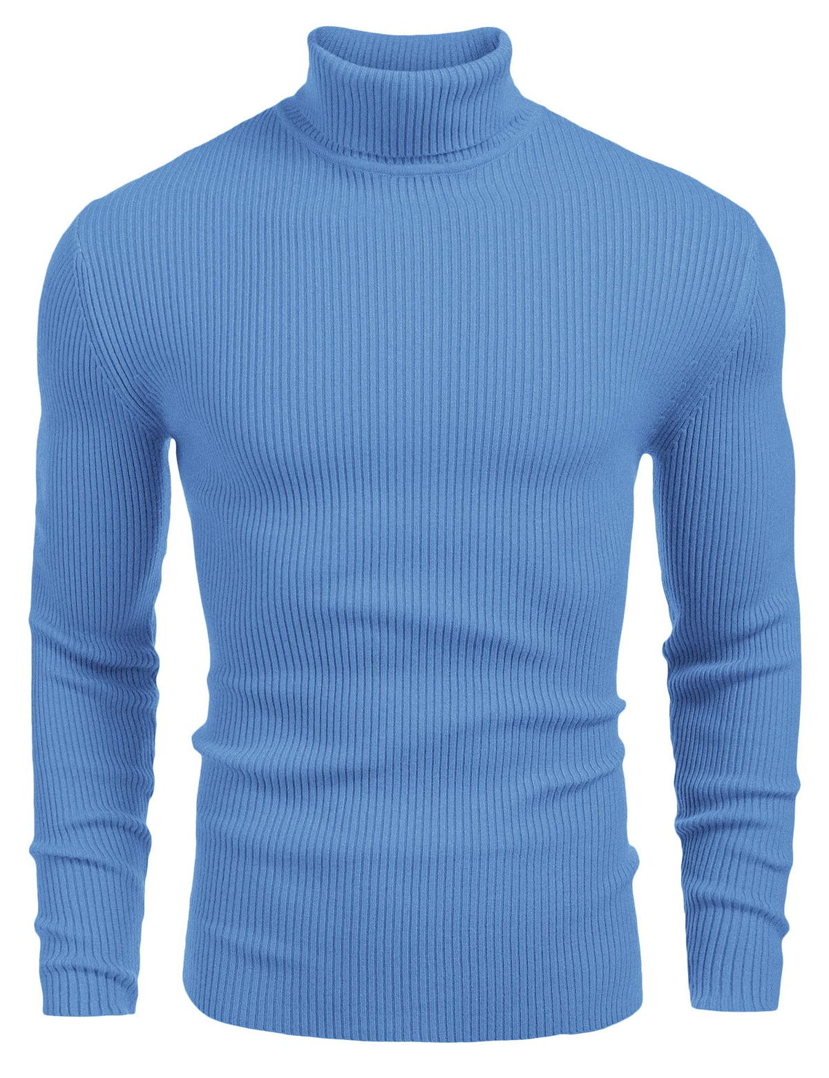 Luvella Mens Ribbed Slim Fit Knitted Pullover Casual Turtleneck Sweater
