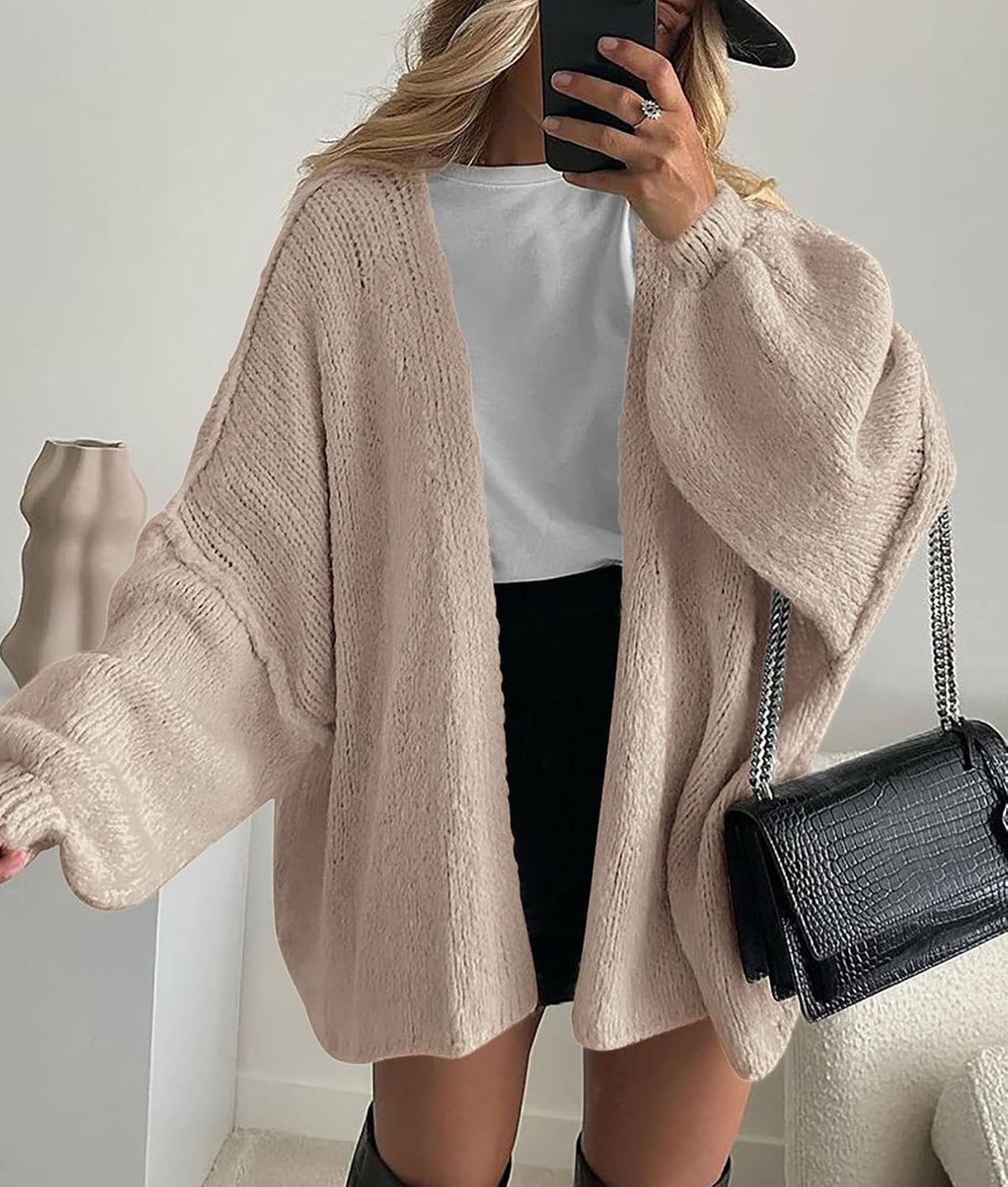 Luvella Womens Open Front Oversized Cardigan Sweaters