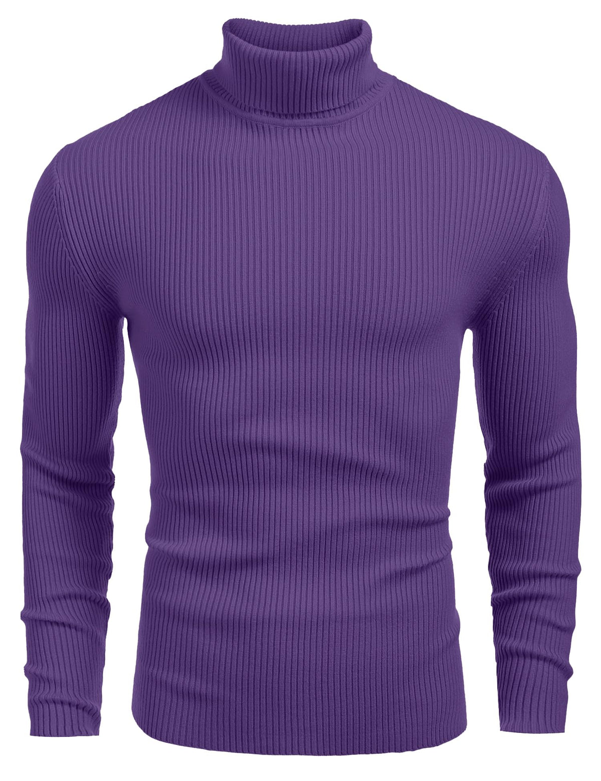 Luvella Mens Ribbed Slim Fit Knitted Pullover Casual Turtleneck Sweater