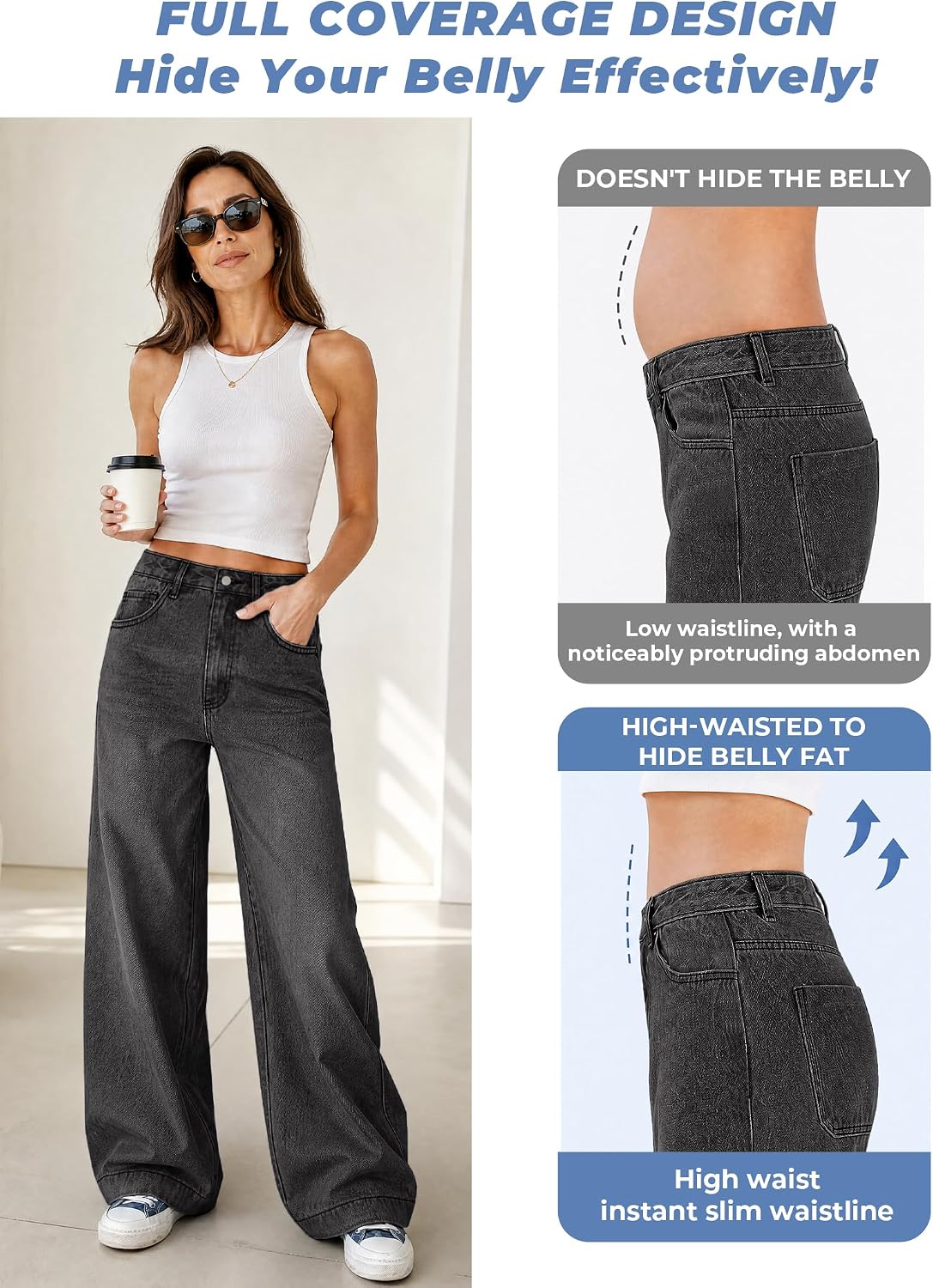 Luvella Women 2026 Wide Leg Jeans High Waist Stretchy Baggy Denim Pants
