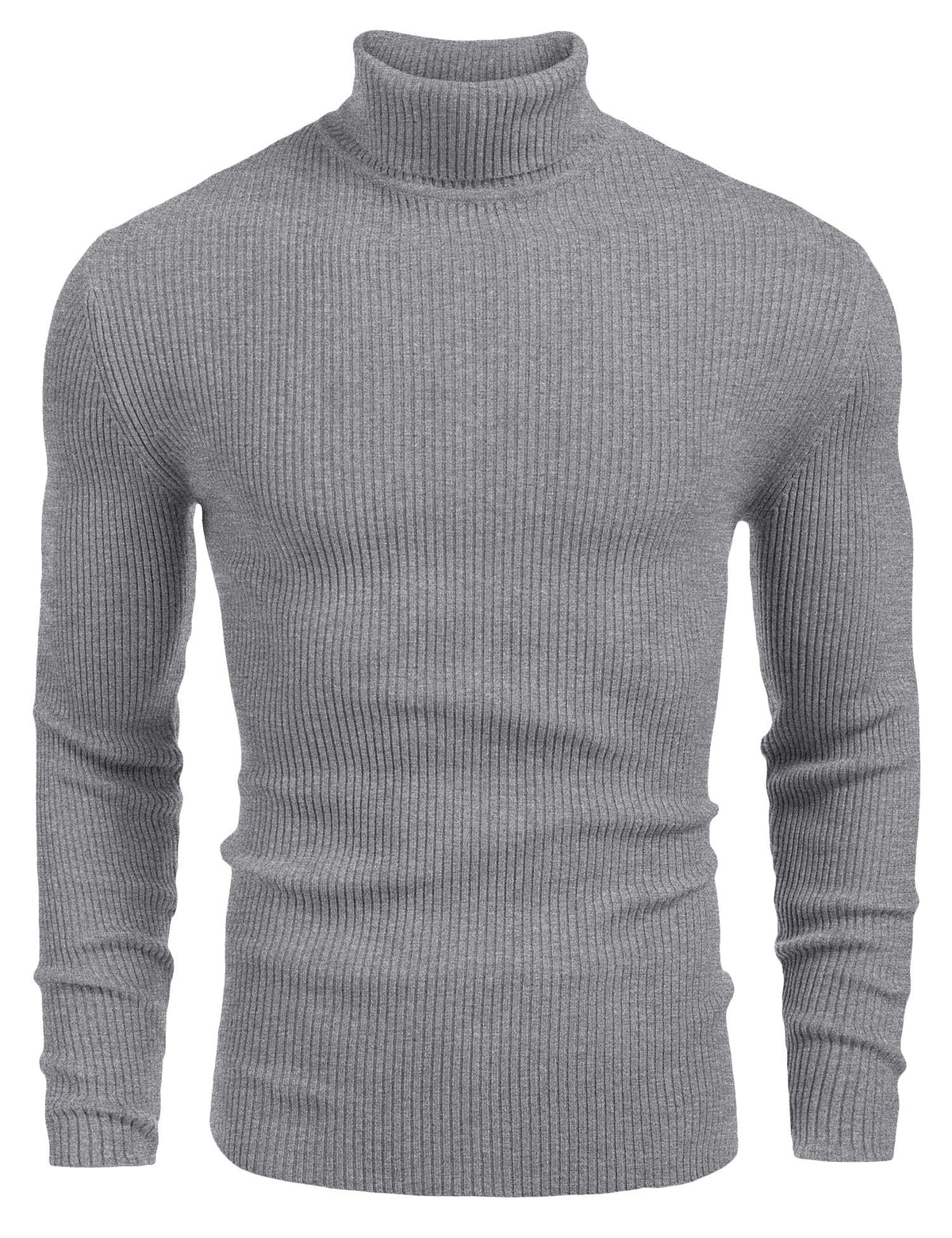 Luvella Mens Ribbed Slim Fit Knitted Pullover Casual Turtleneck Sweater