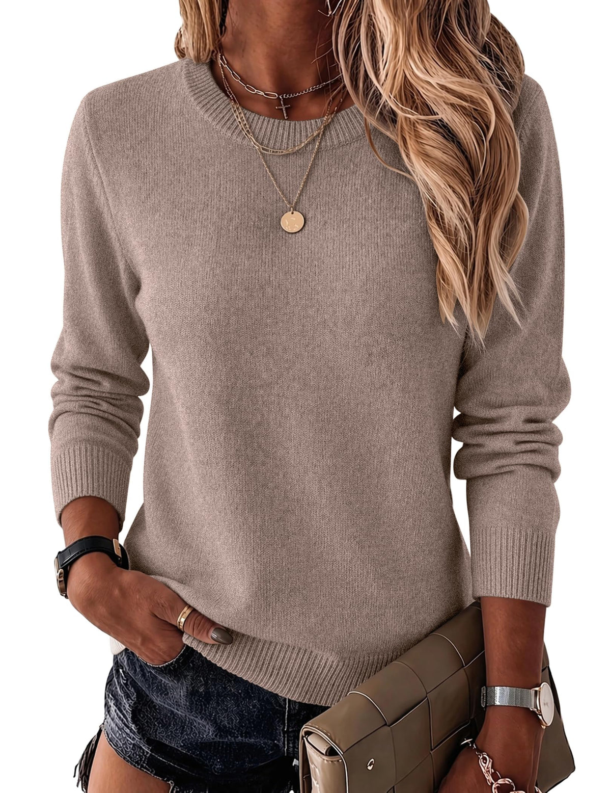 Luvella Womens Wool Blend Sweater Crewneck Long Sleeve Tops Fashion Clothing