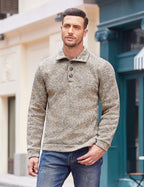 Luvella Men's Casual Pullover Sweater Quarter Button Fleece Sweatshirt Knitted Thermal Sweaters