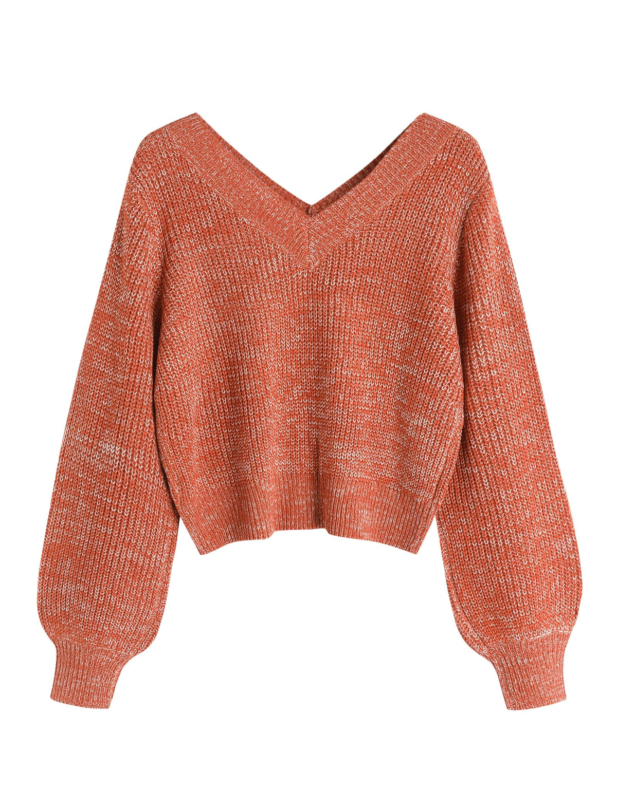 Luvella Women's Cropped Sweater V-Neck Long Sleeve Pullover Jumper Knit Top