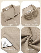 Luvella Mens Zip Up Sweatshirt Mock Neck Quilted Jacket Casual Lightweight Sweater Jackets with Pocket