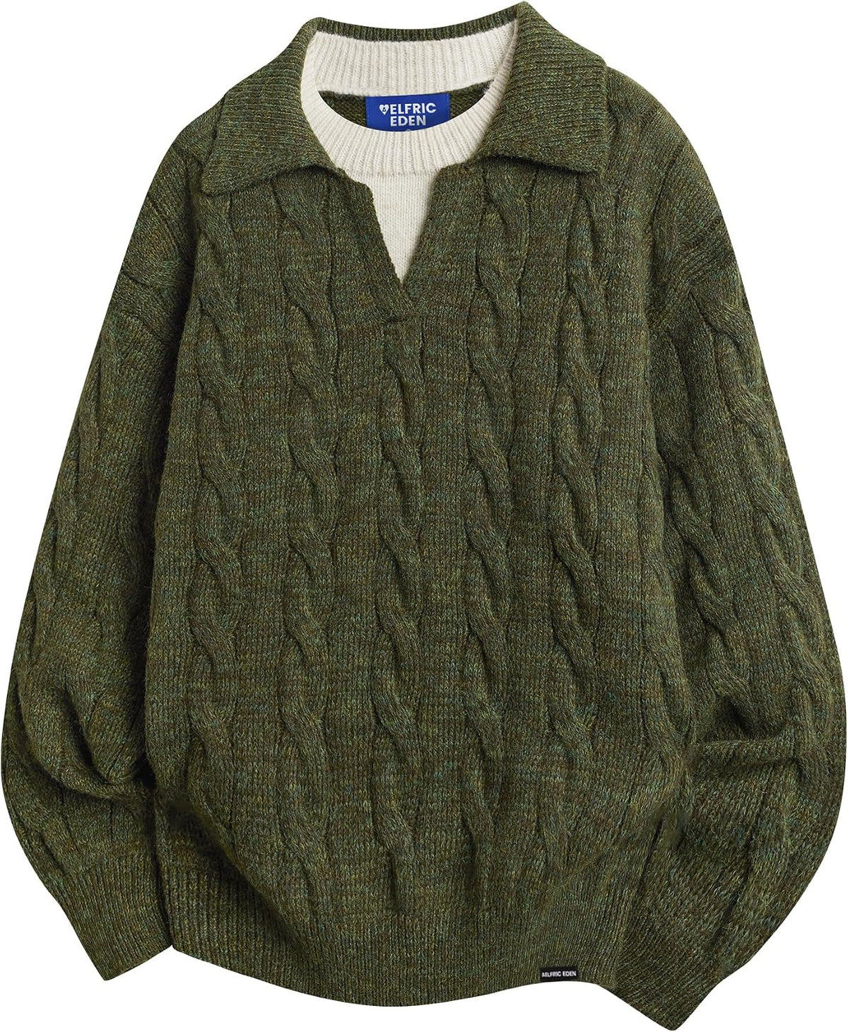 Oversized Sweater Fake Two Polo V Neck Knit Pullover