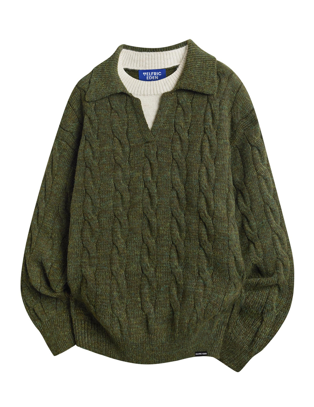 Oversized Sweater Fake Two Polo V Neck Knit Pullover