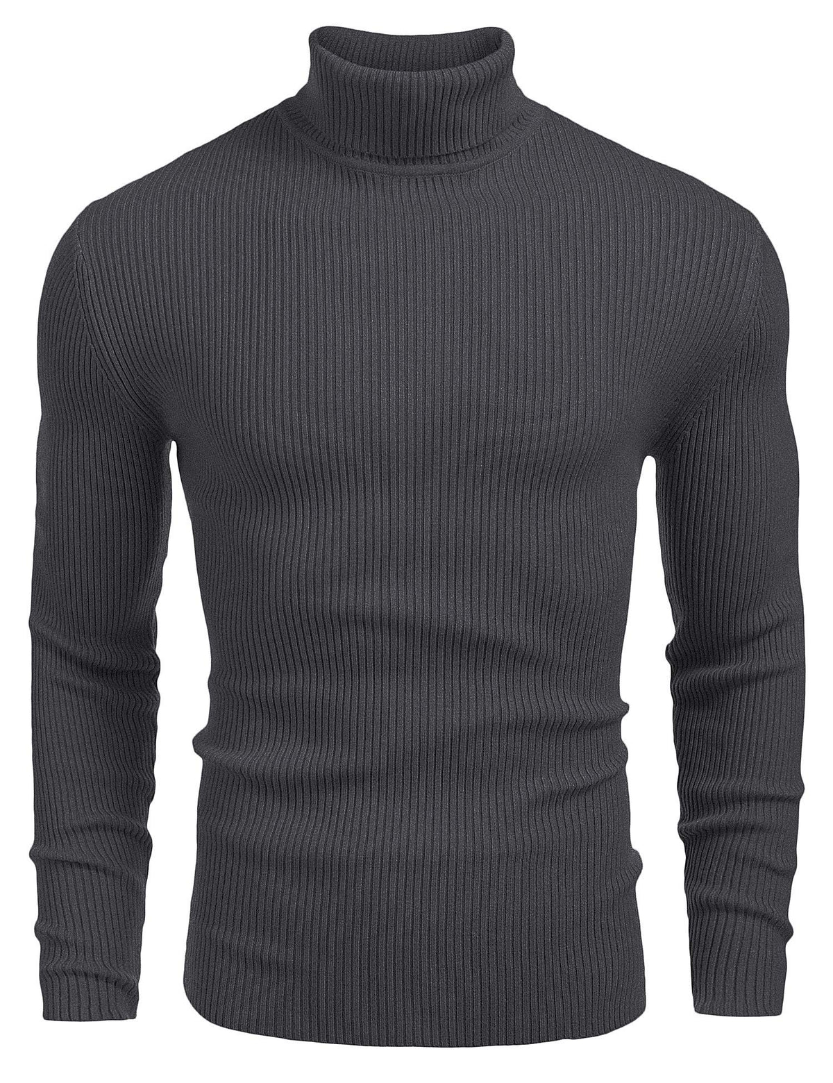 Luvella Mens Ribbed Slim Fit Knitted Pullover Casual Turtleneck Sweater