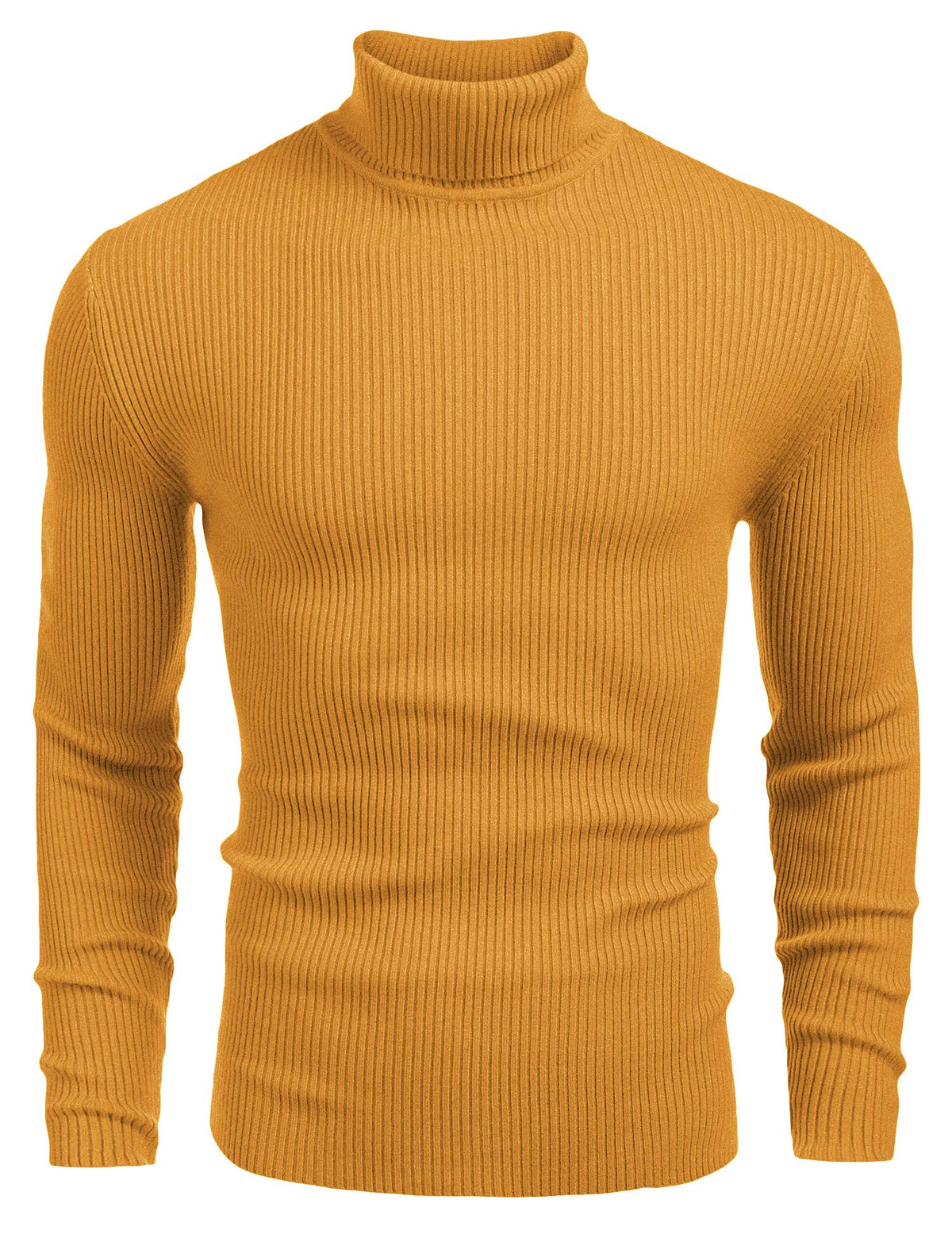 Luvella Mens Ribbed Slim Fit Knitted Pullover Casual Turtleneck Sweater