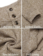 Luvella Men's Casual Pullover Sweater Quarter Button Fleece Sweatshirt Knitted Thermal Sweaters