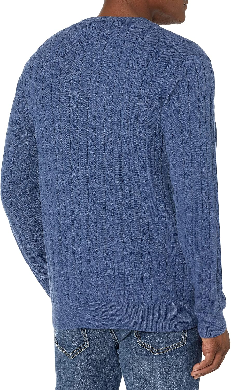 Luvella Men's Cable Knit Cotton Pullover Crewneck Sweater, Ribbed
