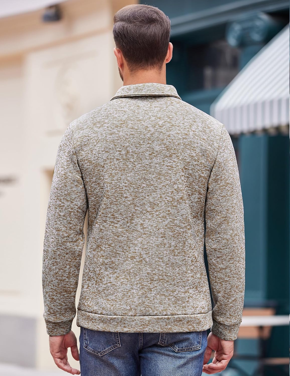 Luvella Men's Casual Pullover Sweater Quarter Button Fleece Sweatshirt Knitted Thermal Sweaters