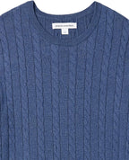 Luvella Men's Cable Knit Cotton Pullover Crewneck Sweater, Ribbed